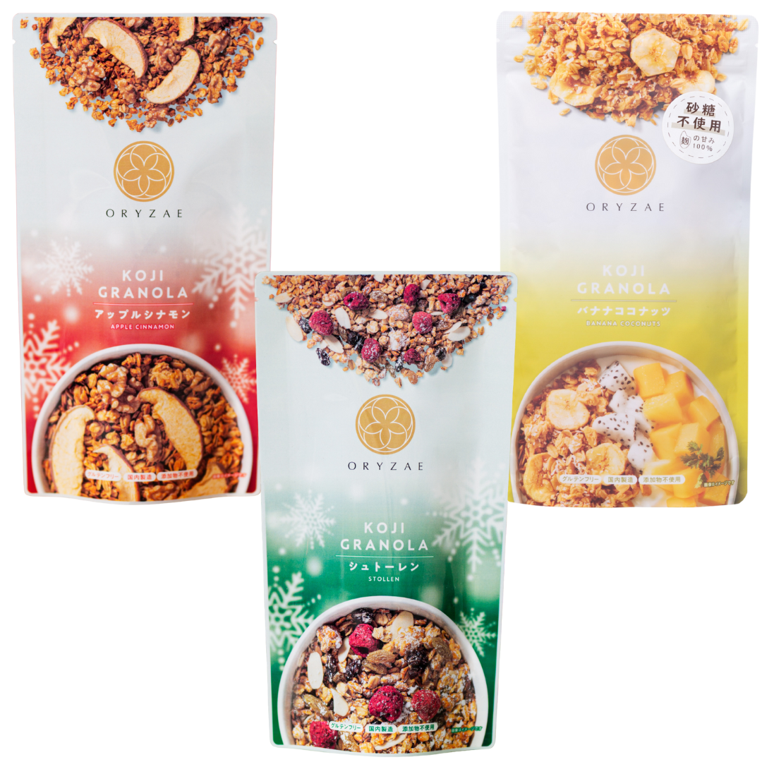 The most popular 3 types set (plain / chocolate / banana coconut)